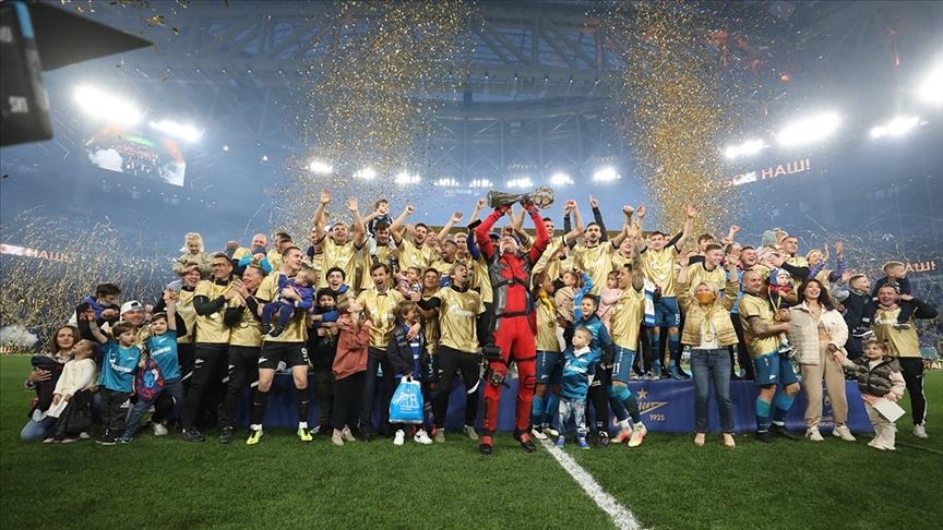 Zenit Saint Petersburg celebrate their victory in the 2020-21 Russian Premier League