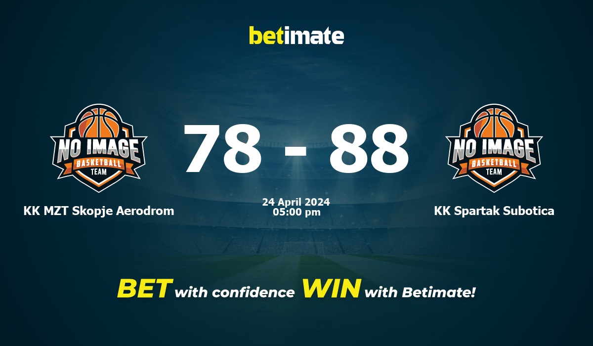 KK MZT Skopje Aerodrom vs KK Spartak Subotica Basketball Prediction, Odds & Betting Tips 04/24/2024