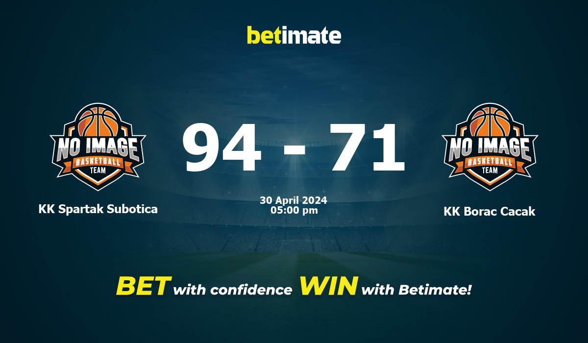 KK Spartak Subotica vs KK Borac Cacak Basketball Prediction, Odds & Betting Tips 04/30/2024